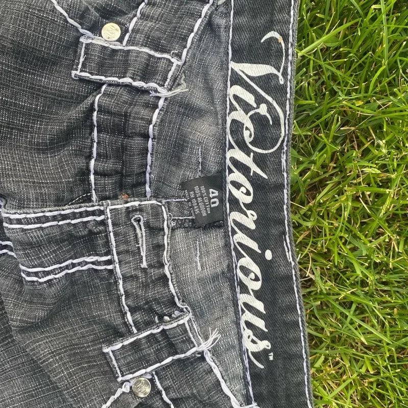 Y2K Embroidered Denim Shorts