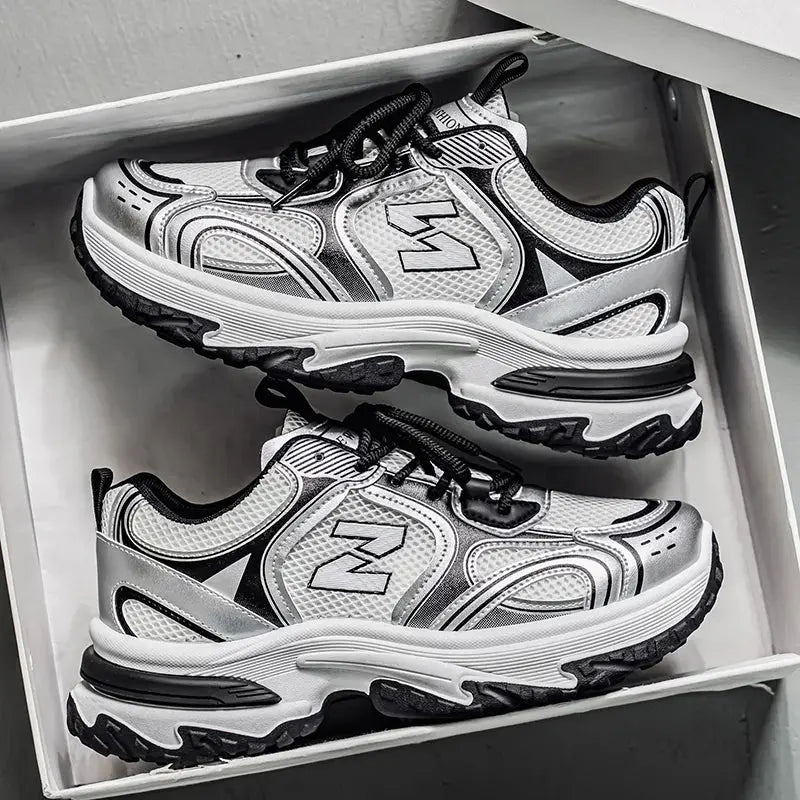 Men Sports Shoes Fashion Mesh Breathable Thick Soled Casual Sports Shoes 2025 New Flat Comfortable Running Shoes for Men - Chicchar Fashion