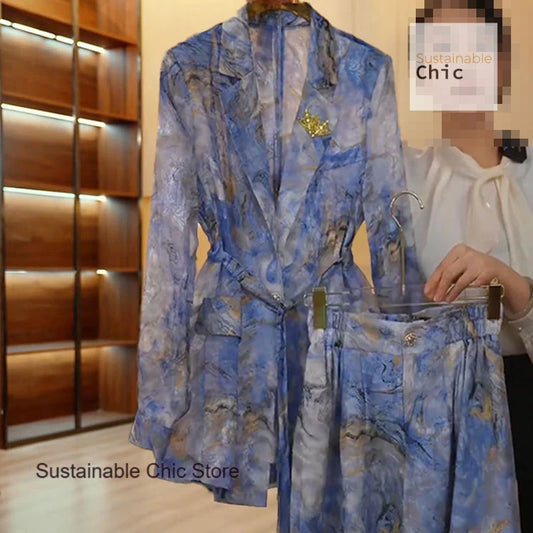 French Printed Two-Piece Set