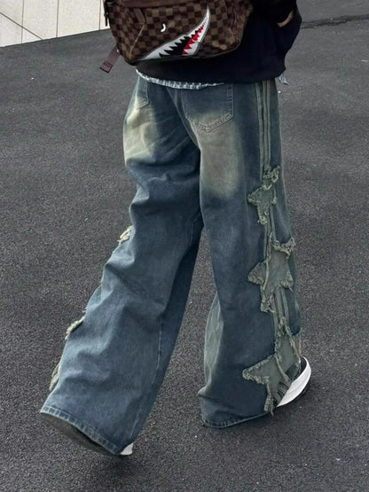 Star Patchwork Baggy Denim