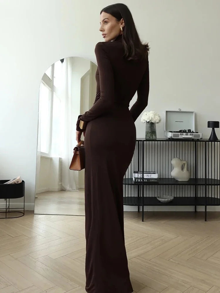 Turtleneck Bandage Maxi Dress