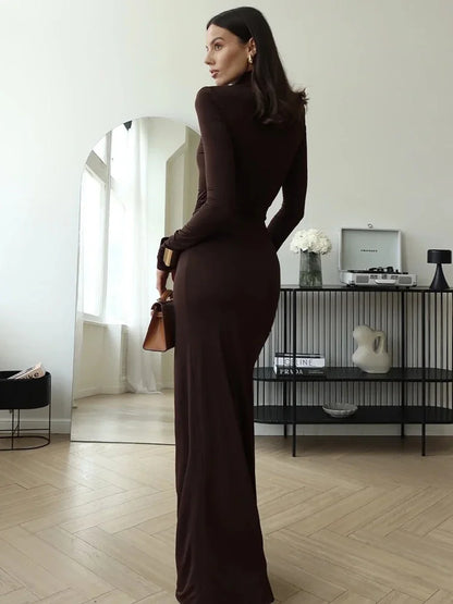 Turtleneck Bandage Maxi Dress