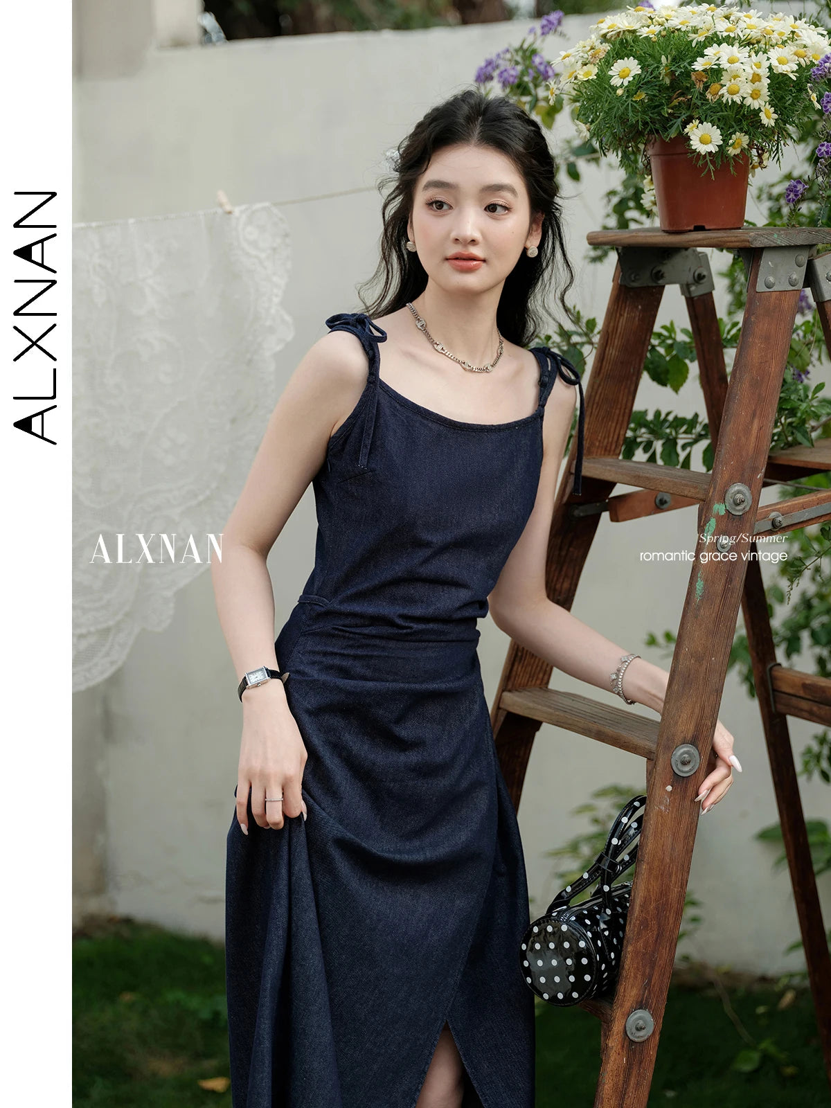ALXNAN Cotton Denim Dress