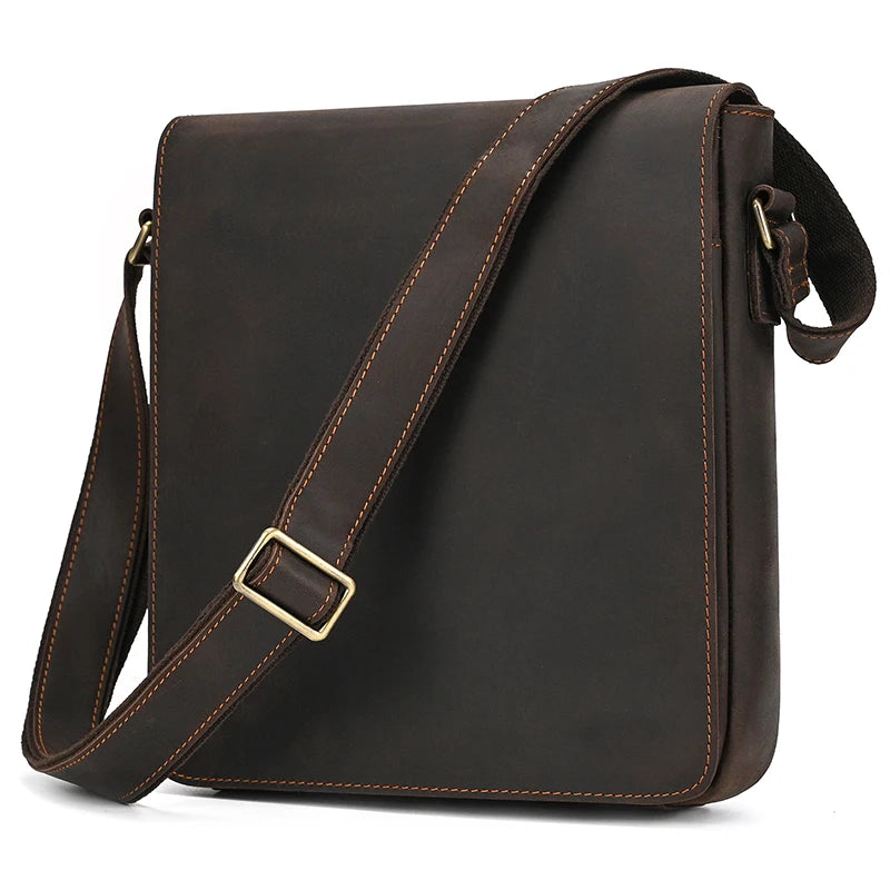 Vintage Cowhide Leather iPad Crossbody Messenger Bag