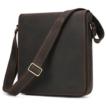 Vintage Cowhide Leather iPad Crossbody Messenger Bag