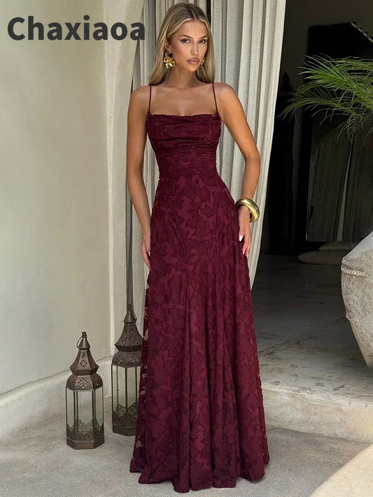 Spaghetti Strap Backless Maxi