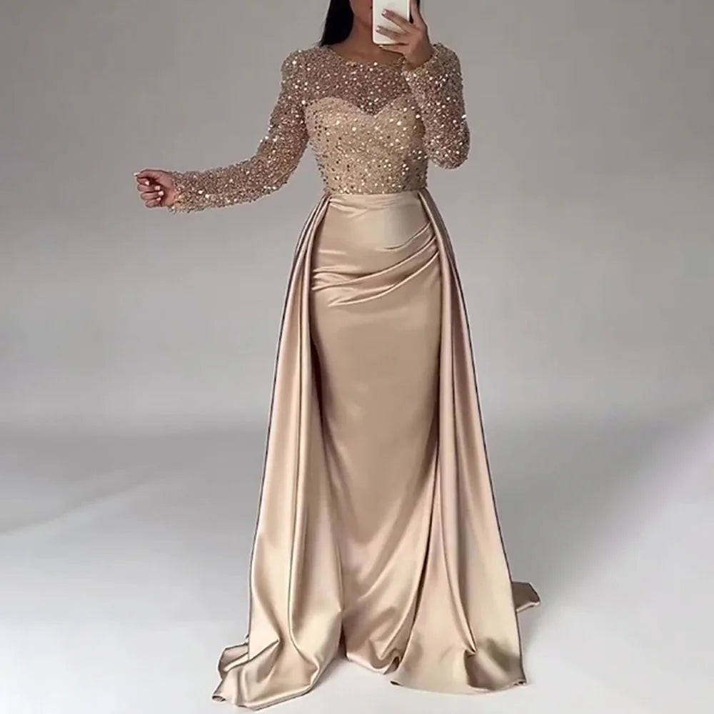 Sequins Ruched Polyester Maxi