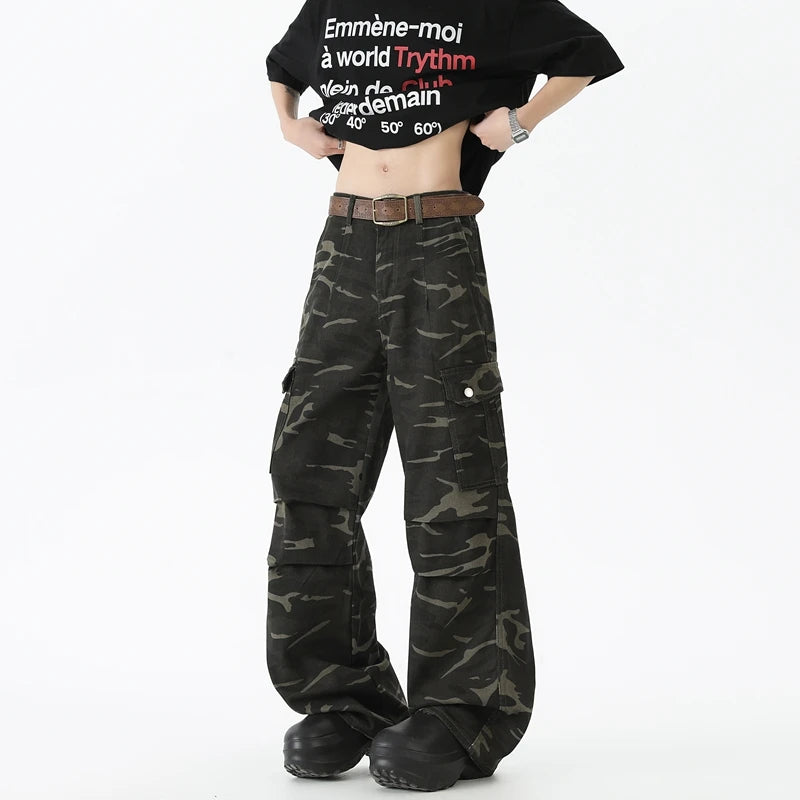 Cotton Cargo Camouflage Jeans