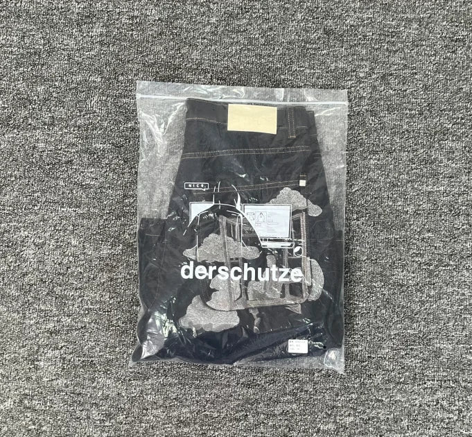 Embroidered Denim Baggy Shorts