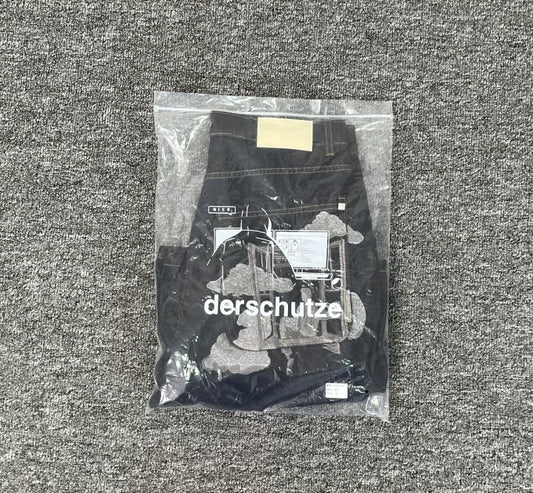 Embroidered Denim Baggy Shorts