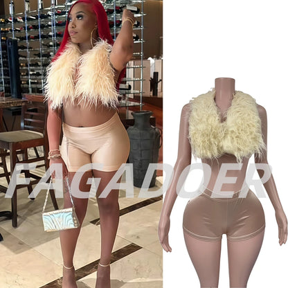 Fur Patchwork Tank & Shorts