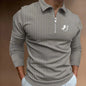 Men Stripe Zip Polo Polyester Chicchar Fashion