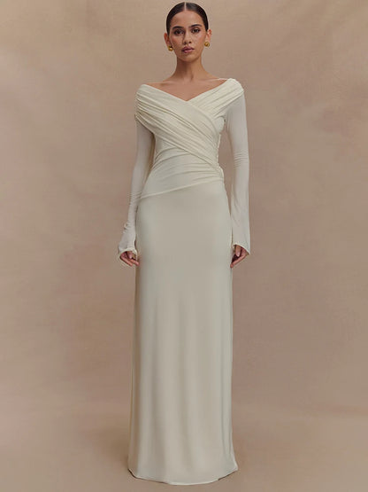 V-Neck Ruched Maxi Dress