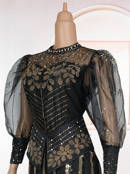 Sequin Dashiki Bodycon Maxi