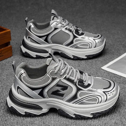 2025 New Thick - Soled Height - Increasing Men's Sneakers, Retro Style Mesh Breathable Versatile Casual Shoes - Chicchar Fashion