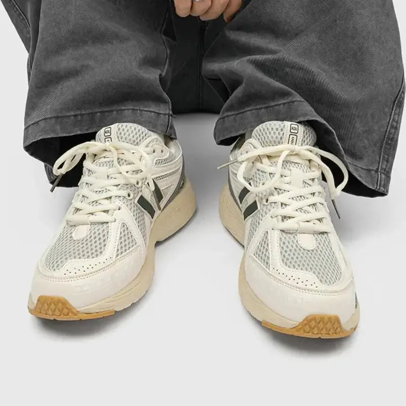 Men's Sports Shoes with A Mesh Surface Made of Patchwork Material, New Lace-up Round Toe Casual Height-increasing Niche Shoes - Chicchar Fashion