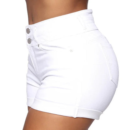 High Waist Cotton Denim Shorts