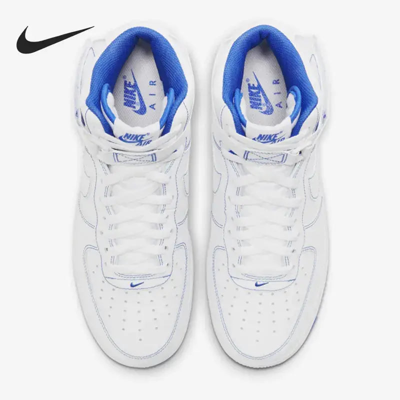 Nike genuine Air Force 1 AF1 white and blue high top men's air force board shoes CV1753-101 - Chicchar Fashion