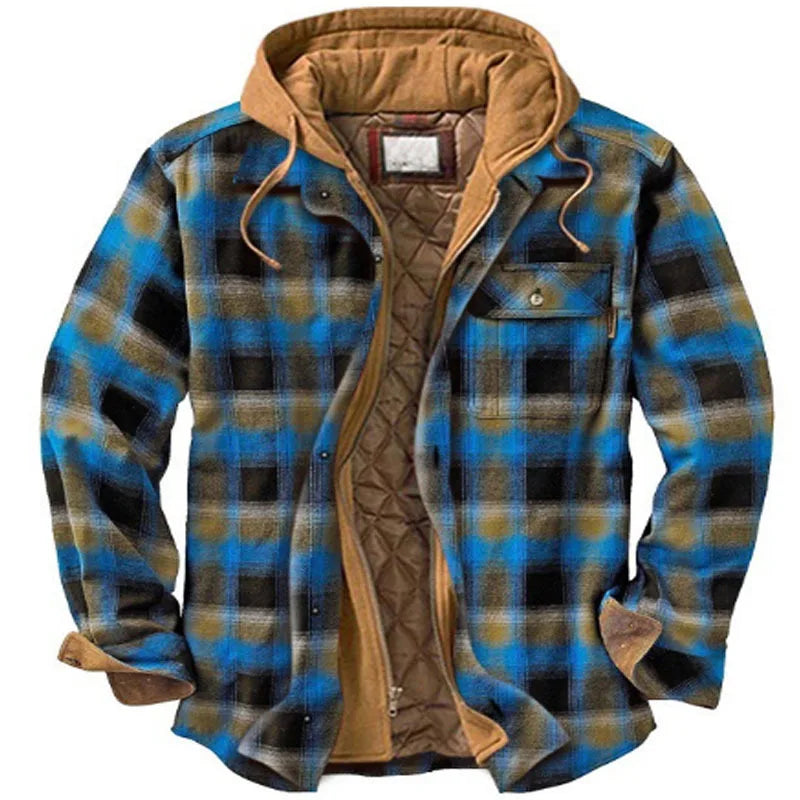 Plaid Hooded Jacket Warm