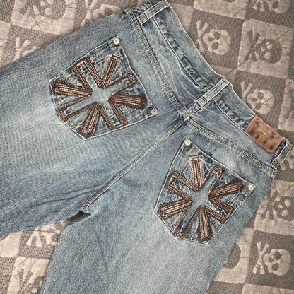 Y2K Wide-Leg Embroidered Jeans