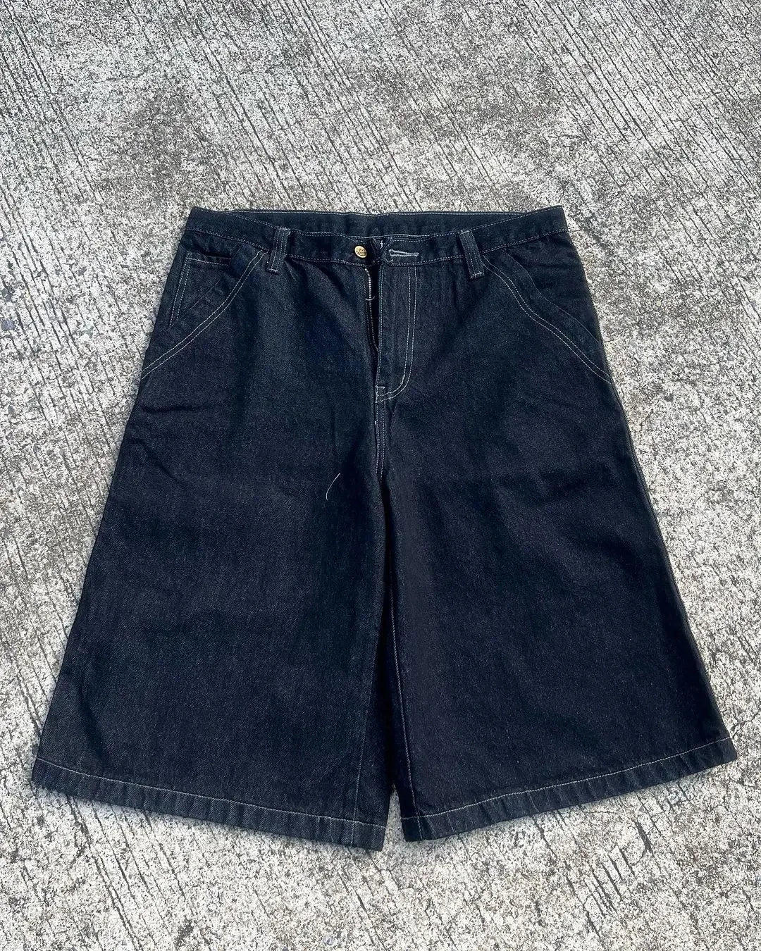 Baggy Embroidered Denim Shorts