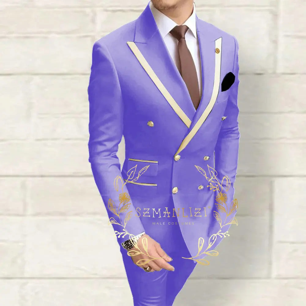 Double Breasted Navy Slim Suit
