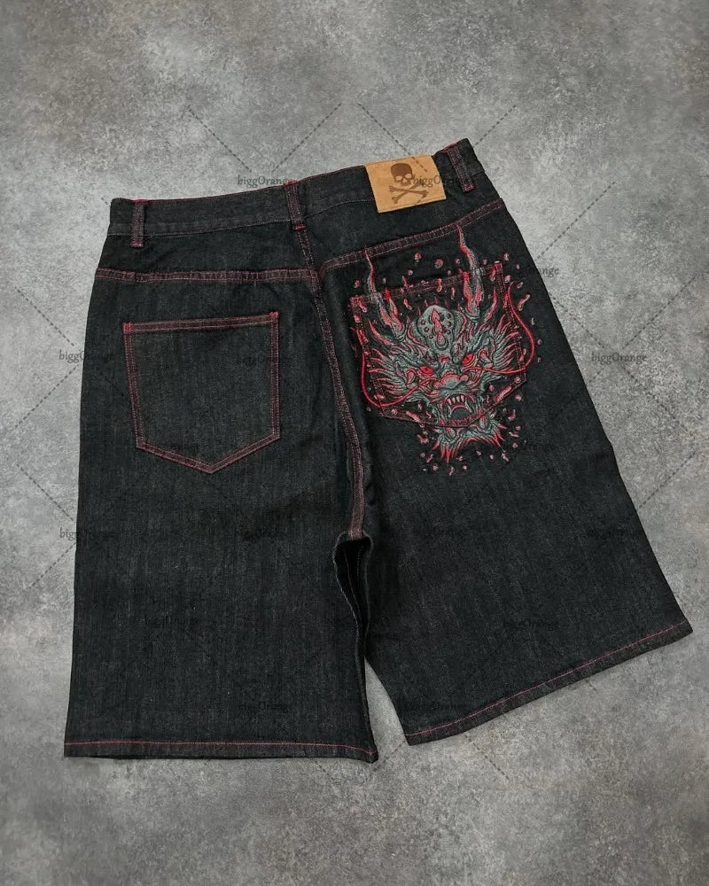 Oversized Washed Denim Shorts