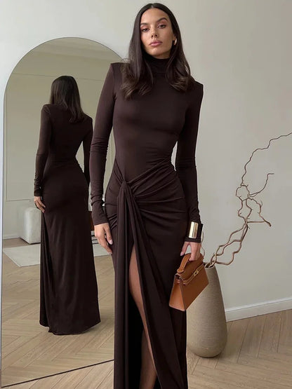 Turtleneck Bandage Maxi Dress