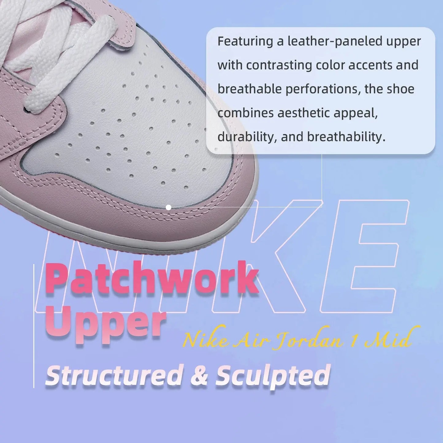 Nike Women's Shoes Air Jordan 1 Aj1 Pink and White Mid-Top Sneakers Cushioning Basketball Shoes Fashionable Casual Shoes Dq8423-600 - Chicchar Fashion