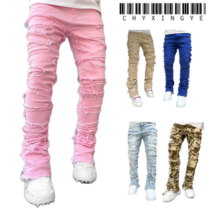 Stretch Patch Denim Jeans Men