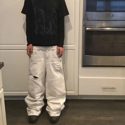 Y2K Biker Denim Zipped Jeans