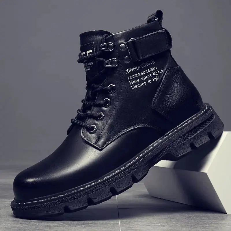 Ankle Boots for Man PU Leather Men's Sports Shoes Autumn Winter Comf High-top Timberland Boot Casual Outdoor Men Motorcycle Boot Chicchar Fashion