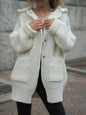 Polyester Knit Hooded Cardigan Chicchar Fashion