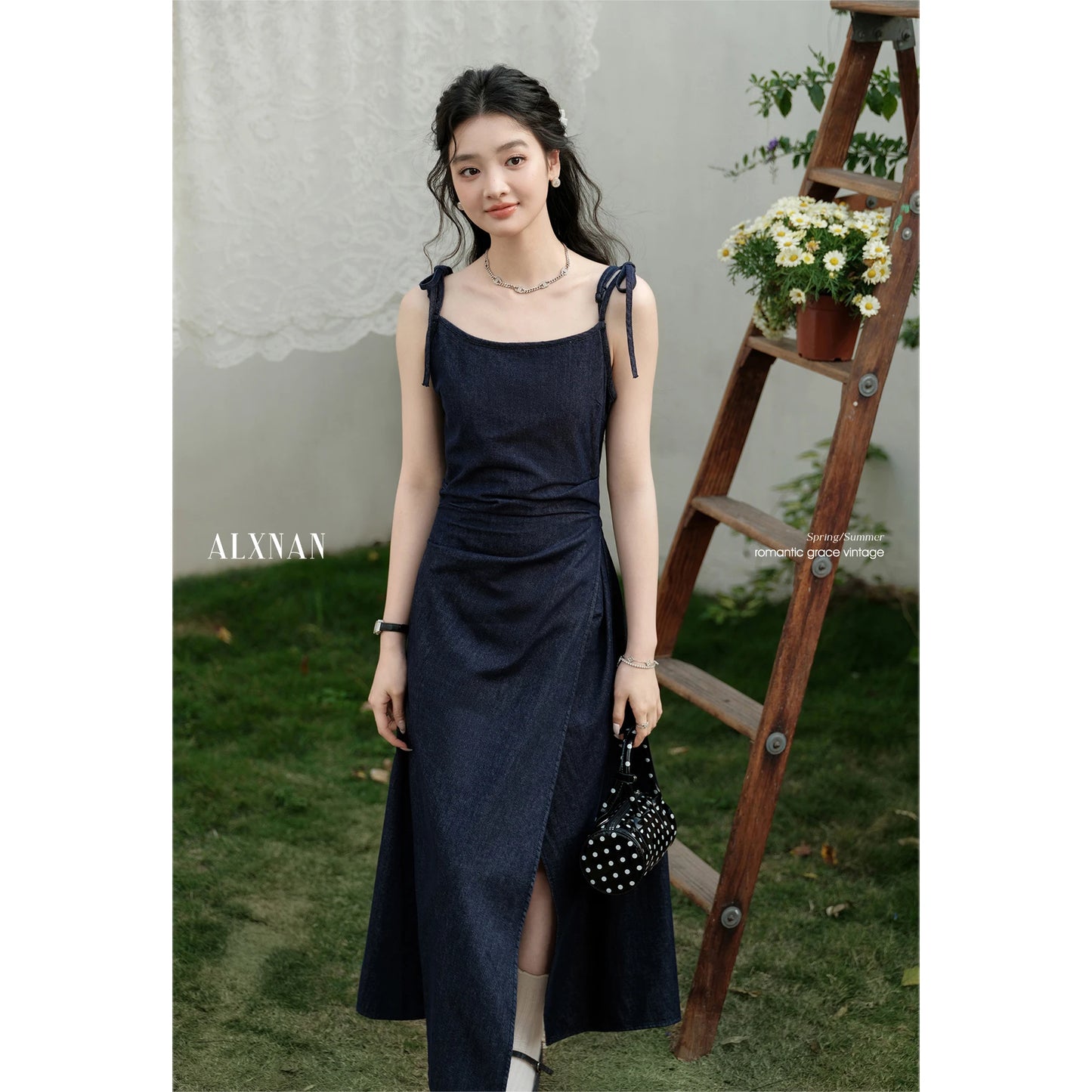 ALXNAN Cotton Denim Dress