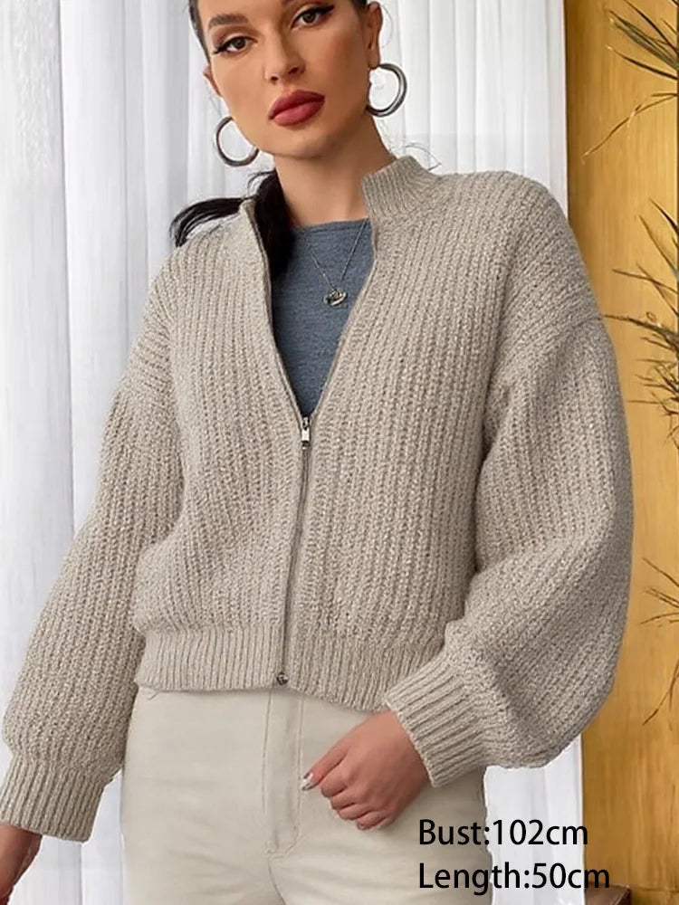 Zipper Knit Cardigan 102cm Chicchar Fashion