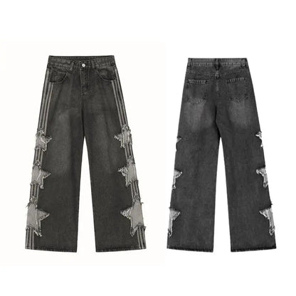 Patchwork High-Waist Jeans