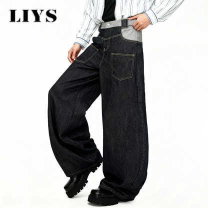 Black Baggy Wide-Leg Denim