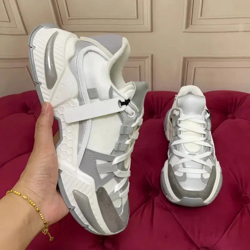 Fashion Sneakers Men Women Neutral Comfort Breathable Round Toe Flats Patchwork Thick Sole Outdoor Sports Casual Walking Shoes - Chicchar Fashion