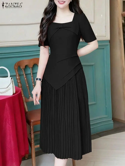 Polyester Square Midi Dress