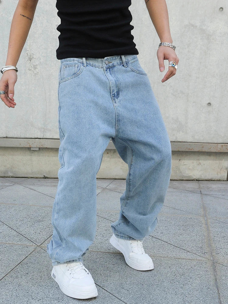 Men Loose Denim Wide Leg Jeans