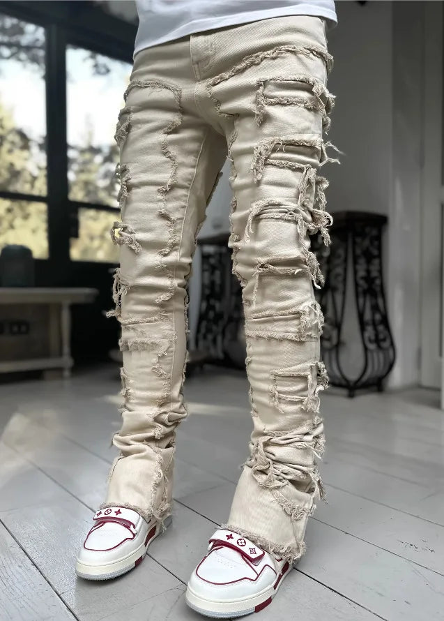 Stretch Patch Denim Jeans Men