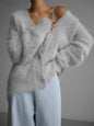 Oversized V-Neck Knit Cardigan Chicchar Fashion