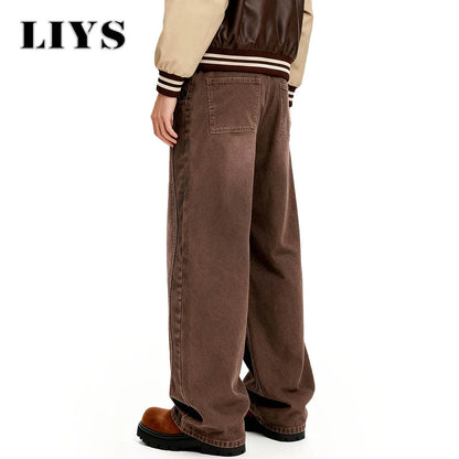 Brown Wide-Leg Denim Jeans