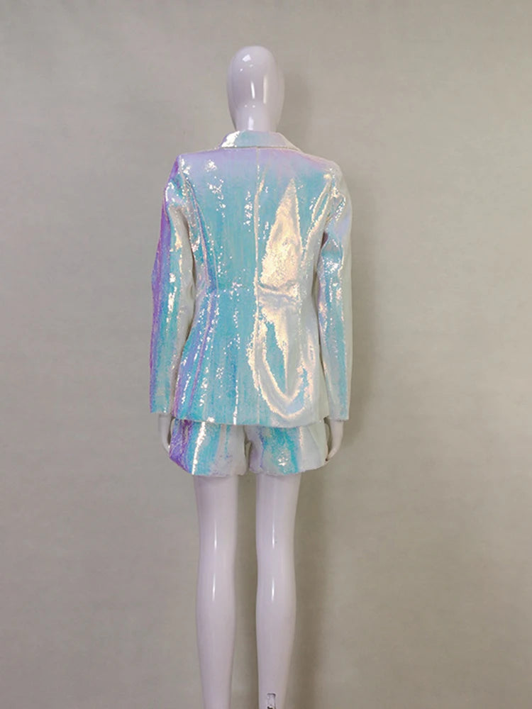 Sequined Blazer & Shorts Set
