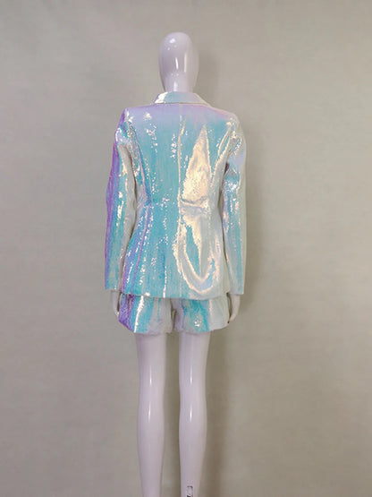 Sequined Blazer & Shorts Set
