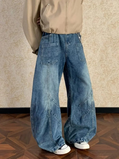 Patchwork Baggy Cotton Jeans