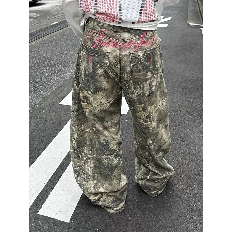 Y2K Embroidered Baggy Denim