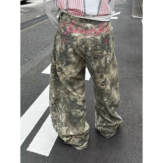 Y2K Embroidered Baggy Denim