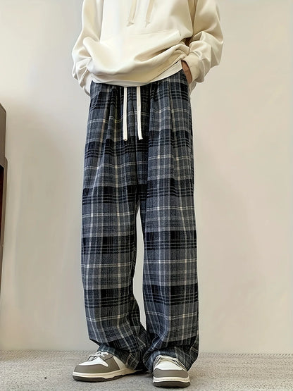 RetroFlex Checkered Wide-Leg Pants