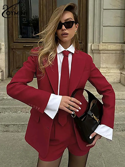 Red Blazer & Shorts Set